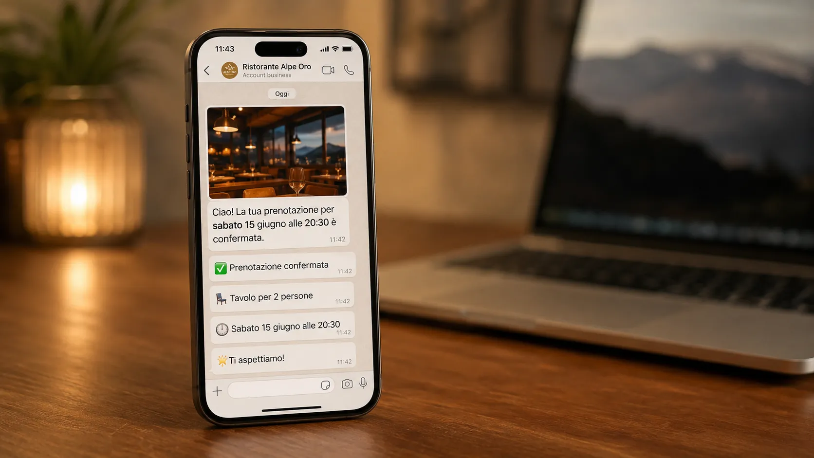 Conversazione WhatsApp automatica di conferma prenotazione