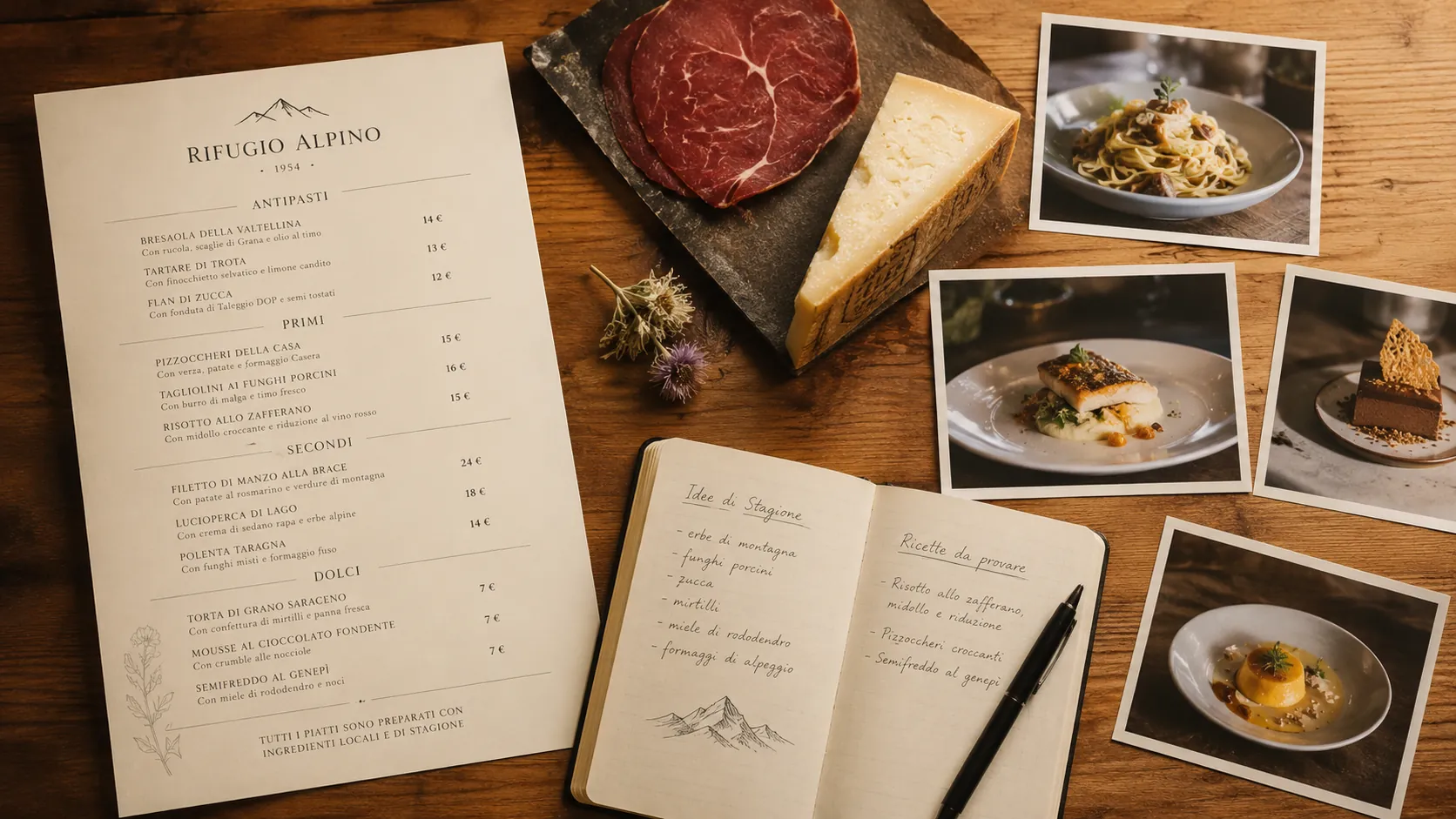 Elementi di storytelling di un ristorante: menu, foto e appunti